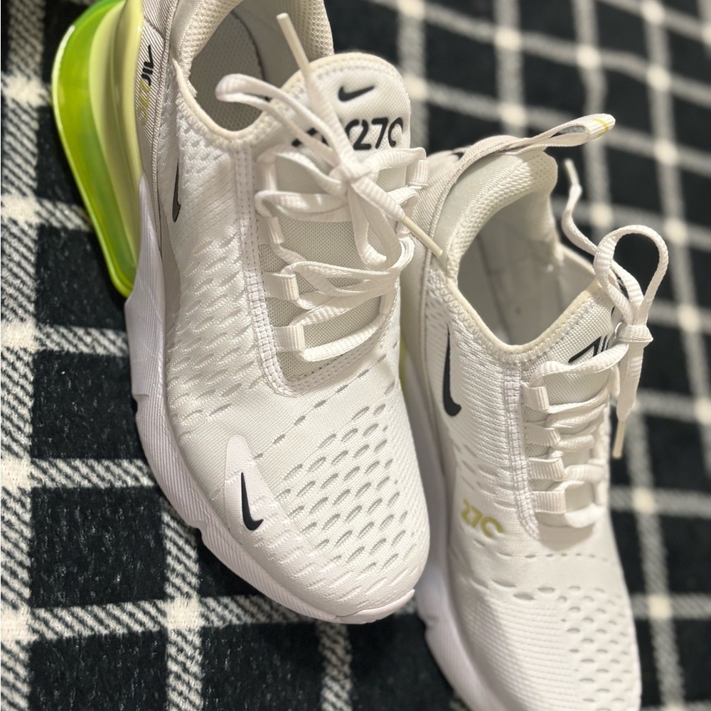 Nike White and Volt Air-Cushioned Running Sneakers